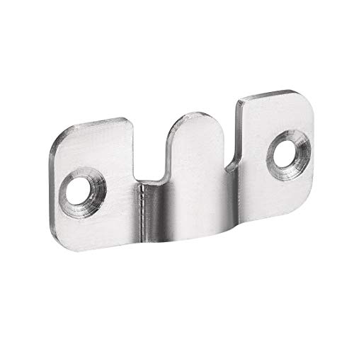 Image of uxcell Flush Mount Bracket, 43x19mm Stainless Steel Wall Mount Clip Hook for Picture Frame Hanger, 10 Pcs