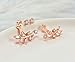 Elensan Rose Gold Leaf Earrings with Cz Crystal Ear Jacket Front Back Stud Earring Silver Post Hypoallergenic Jewelry Birthday Gift for Women