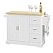 SoBuy® Küchenwagen Credenza, Tischplatte aus Holz, ausziehbar, mit Rollen, FKW41-WN,IT