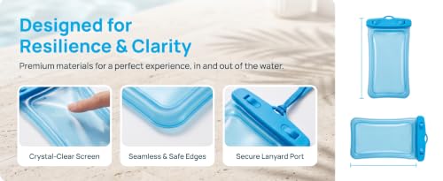2 pack IPX8 Floating Waterproof Phone Pouch with Airbag Touchscreen Dry Bag-Blue