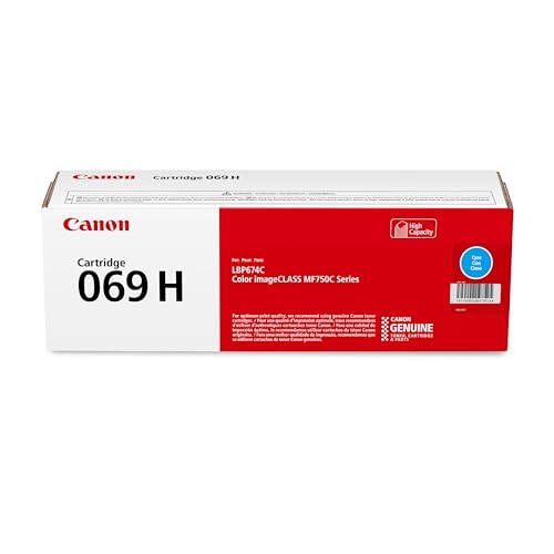 Canon Genuine 069 Cyan Toner Cartridge High Capacity Compatible with MF753Cdw, MF751Cdw, LBP674Cdw