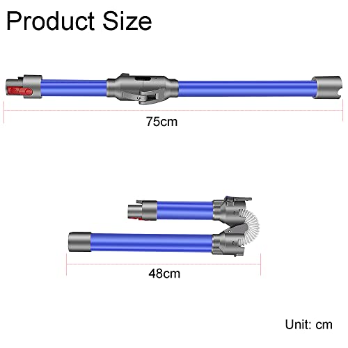 Italdos Teleskoprohr Faltbare Stange kompatibel mit Dyson V8 V10 V11 V7 V15 Aluminiumrohr mit Schnellverschluss für Reinigung unter Möbel Tisch Bett Sofa - Blau
