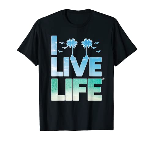 I Live Life Trendy Beach Life With Palmiers And Mouettes T-Shirt