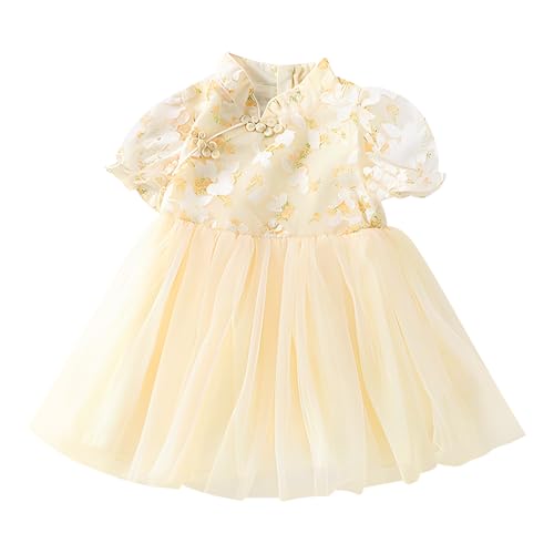 Toddler Girl Chinese Cheongsam Dress Floral Prints Summer Short Sleeves Hanfu Dresses Little Girl Summer Sundress 1-8T