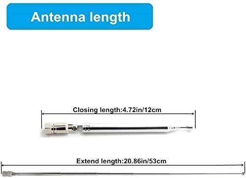 FM Radio Antenna, Ancable Indoor FM Telescopic Antenna 75 Ohm F Type Male Plug Connector with Adapter for Table Top Radio HiFi AV Stereo Receiver Mini