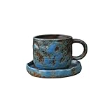 YiQinzcxg Taza de cerámica que preserva el calor, estética japonesa, cómoda, taza y platillo para bebidas calientes, taza de cerámica japonesa