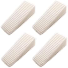 Set of 4 Door Stops Adhesive Floor Wedge Plastic Door Stops Protection for Doors Available in 2 Colarations (White)