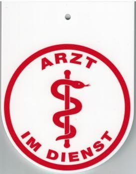 Targa di Avviso F.Retrovisore in Auto - Medico Im Dienst - Dimensioni 15x10cm - 3080457/1 Bianco