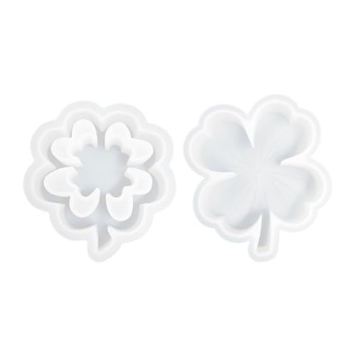 2 moldes huecos de trébol de cuatro hojas, moldes de silicona, moldes de adornos decorativos, moldes de fundición, moldes de yeso creativos