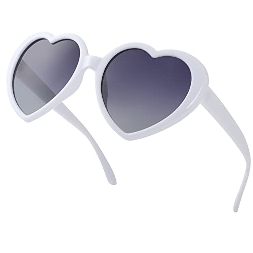 Image of Polarized Heart Shaped Sunglasses for Women Girls Retro Oversized Sun Glasses Red Heart Glasses Cute Eyewear