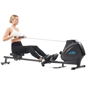 JLL Multifunction Folding Magnetic Rowing Machine, Bicep Curls, Upward Rows, Seated Rows, 16-Level Resistance, Compact Home Gym Cardio Rower for Small Flats, Bluetooth Smart Rower with SunnyFit App