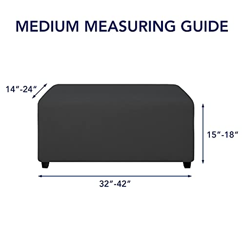 Image of PureFit Stretch Rectangle Ottoman Cover Footstool Cover, Dark Gray | Fleece Soft Form Fit Ottoman Slipcovers Rectangle Slipcover for Folding Storage with Nonslip Elastic Bottom