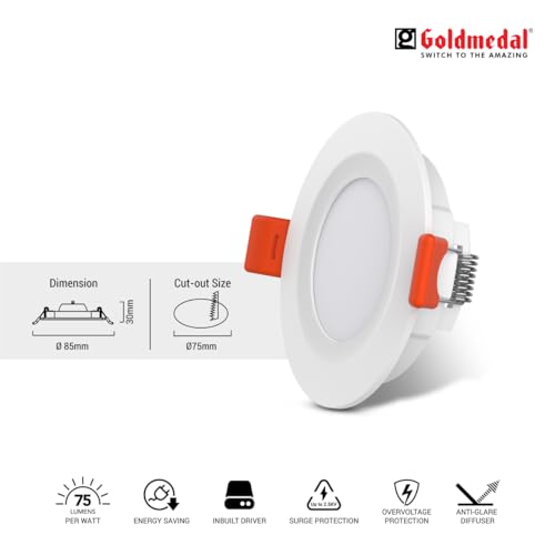 Image of Goldmedal Geolite 3W LED Round Panel Light for Home, Office, Restaurant & Shop - Cool Daylight