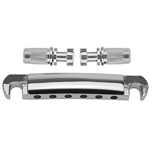 XUYUH 6 String Saddle Tune O-Matic Style Guitar Stop Tailpiece for LP Les Style Electric Guitar Parts Replacements, 99x26.5mm, Silver