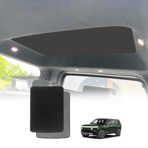 Image of BestEvMod Foldable Roof Sunshade Compatible with 2022-2025 2026 Rivian R1S Accessories Upgraded Heat Reflective Tech Accessories Sunroof Reflective Sun Shade(Rear Only Black)