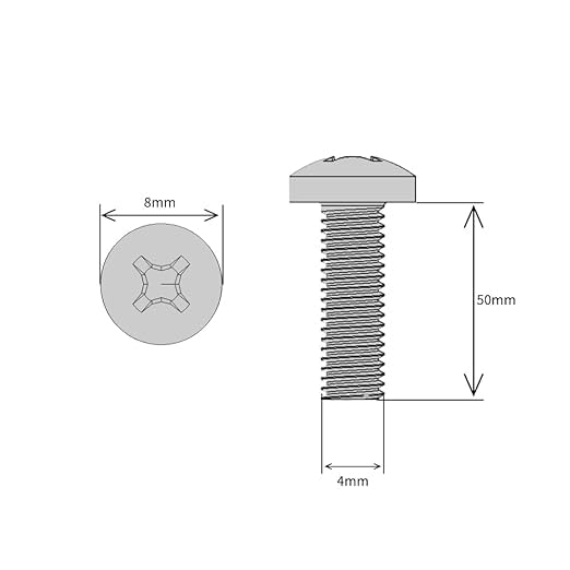M4 (4mm x 50mm) Pozi Pan Head Machine Screws - BZP Steel (Pack of 20), Silver, M4 x 50mm - Image 2