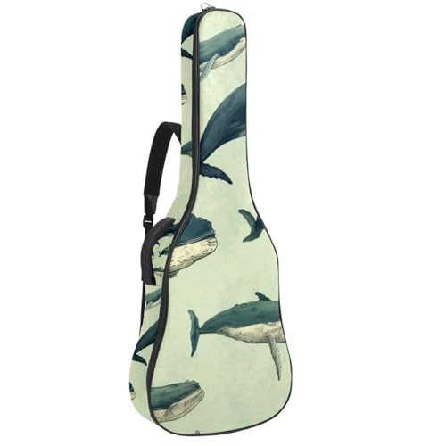 Housse de guitare peinte à la main motif baleines, étui rembourré unique pour folk et classique