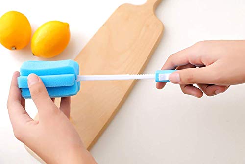 3Pcs 11.4Inch Sponge Clean Brush With Adjustable Plastic Handle For Coffee Glasses Pot Milk Cup Mugs Wine Bottle Baby Bottles Kitchen Clean Dish Washing Feeding-Bottle (Color Random) #TOP4