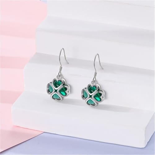 HONGRUI 925 Sterling Silver Four Leaf Clover Dangle Earrings Fashion Hanging Hypoallergenic 4 Leaf Clover Earrings for Women Teen Jewelry Gifts - Image 4