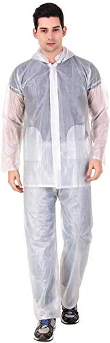 dressify Men's Transparent Light Weight Portable Reusable Hooded Top + Bootom PVC Raincoat XXL Size-picture-17