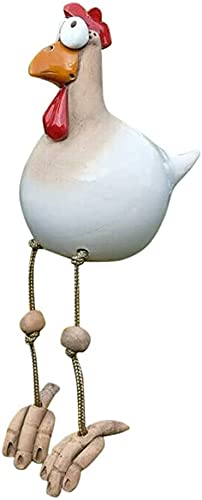 Resin Chicken Sculpture, Cute Resin Plug Chicken Sculpture Outdoor Craft Mothers Day Garden Hen Rooster Figure Ornament Home Animal Statue Miniature Handcraft (White) #TOP5