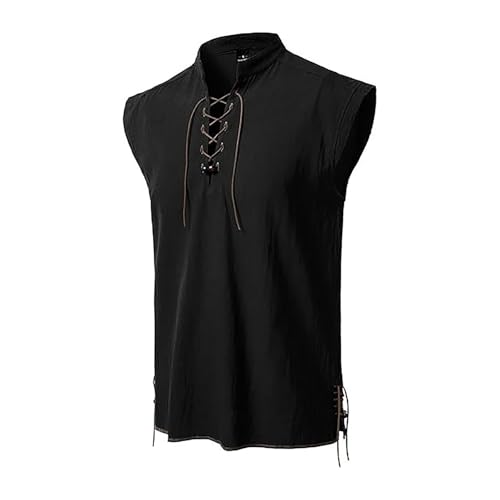 Camisa de lino para hombre sin mangas estilo hippie 3
