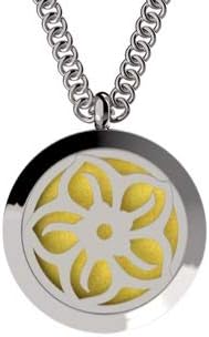 Miniatura 8 de mEssentials Lotus - Collar difusor de aceite esencial de acero inoxidable con cadena de 24 pulgadas, aceite y almohadillas en caja de regalo