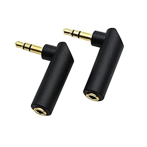 3.5mm Angle Male to Female Audio Adapter, 90 Degree Right Angle Gold-Plated TRS Stereo Jack Plug AUX Connector Compatible with Headset, Tablets, MP3 Players, Speakers(2 Pack)