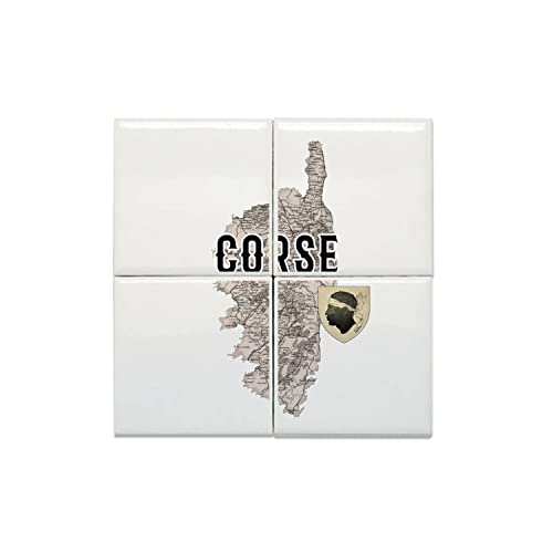 Carte ancienne Bastia Corse céramique 20 x 20 cm - Cadeau idéal collectionneur lot x4