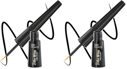 Image of Blue Heaven 24hr Stay Liquid Eyeliner Waterproof Smudge Proof | Quick Dry, Fine-Tip Brush for Precision | Long-Lasting Eye Liner for Women | Black | 3ml (Pack of 2)