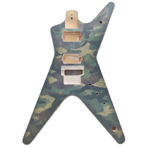 Unfinished Guitar Body Solid Wood Electric Guitar Body Nitro Treatment Special Shape Replacement Parts 2 HH Pickup Holes