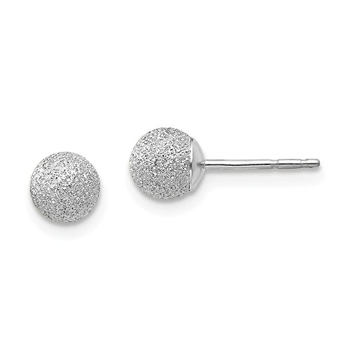14K White Gold Laser Cut 5M Ball Post Studs Earrings 5mm