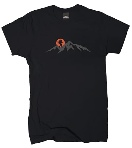Wolkenbruch Maglietta da trekking, montagna, picchi, colore nero (da M a 5XL), Nero , L Wolkenbruch Maglietta da trekking, montagna, picchi, colore nero (da M a 5XL), Nero , L