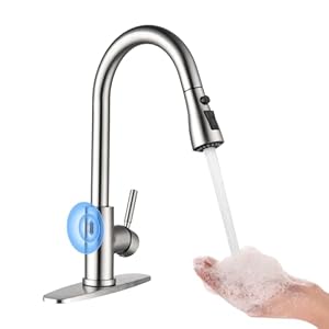 Arofa Touchless Kitchen Faucet with Pull Down Sprayer, Single Handle Smart Motion Sensor Kitchen Sink Faucet, Stainless Steel Faucet for Kitchen Sink, Brushed Nickel