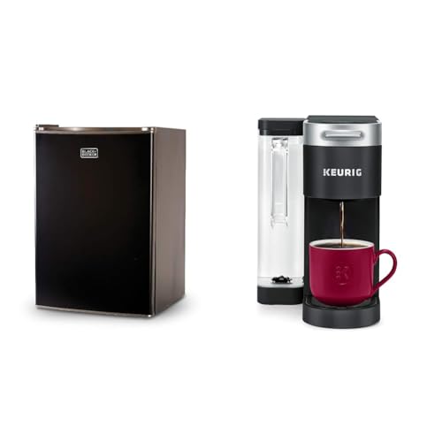 Image of BLACK+DECKER BCRK25B Compact Refrigerator Energy Star Single Door Mini Fridge with Freezer, 2.5 Cubic Feet, Black & Keurig K-Supreme Single Serve K-Cup Pod Coffee Maker, MultiStream Technology, Black