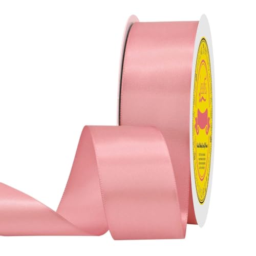 Image of Double Face Dusty Pink Satin Ribbon 1-1 /2 inch X 50 Yards Polyester Dusty Pink Ribbon for Gift Wrapping Very Suitable for Weddings Party Hair Bow Invitation Decorations and More