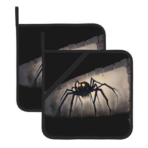 WHJSHOP Juego de dos piezas de alfombrillas cuadradas con estampado de araña gigante, aislado, grueso, impermeable, fácil de limpiar