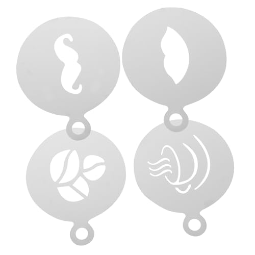 CONGARTENO 4Pcs Reusable Stainless Steel Latte Art Stencils for Coffee Cake and Cookie Decorating Versatile Templates for Cappuccino and Hot Chocolate Art
