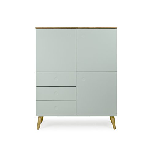 tenzo 1666-676 DOT Designer Rangement 3 portes, 3 tiroirs, Sauge, Structure Façades en MDF Laqué. Plateau du dessus en panneaux de particules placage chêne, 137 x 109 x 43 cm (HxLxP) Cover