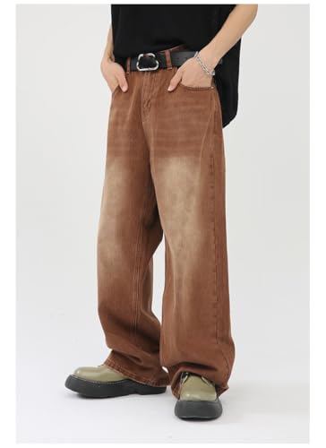 Men's Denim Jeans Retro Korean Style Slim Loose Straight Leg Casual Wide Leg Daily Pants for Men4