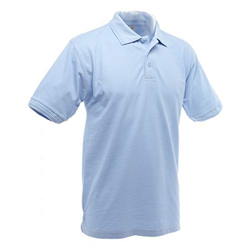 UCC - Polo Piqué Grueso de Manga Corta Modelo 50/50 Heavweight Hombre Caballero Verano/Deporte (4XL) (Azul Cielo)