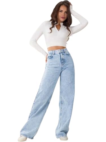 Image of KOTTY Women's Straight Fit High Rise Denim Jeans Trendy Comfortable Stylish Fashion