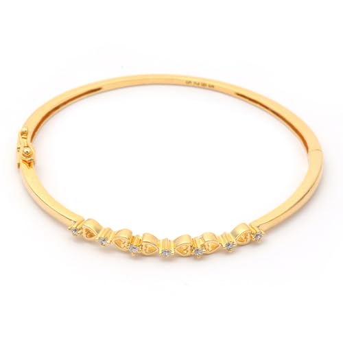 Image of MAIRA 925 Sterling Silver Heart Kada Bracelet | Micron 18K Gold Plated Cubic Zirconia Anti Tarnish Hypoallergenic Kada for Women |Valentine Gift for Women | Certificate of Authenticity