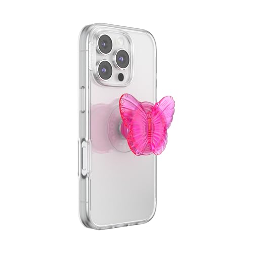 Image of PopSockets Adhesive Phone Grip, Holder, Phone Stand, Butterfly - Molded Butterfly Magenta