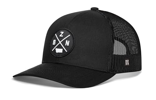 Image of HAKA State City Trucker Hat for Men & Women, Adjustable Baseball Hat, Mesh Snapback, Sturdy Outdoor Black Golf Hat