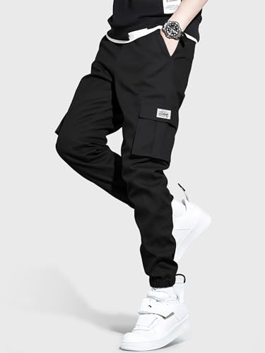 HOTake Men's Casual Cargo Pants Elastic Waist Drawstring Tapered Pants for Men Joggers Hiking Pants with Multi Pockets2