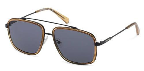 Harley-Davidson Men's Square Aviator Metal Sunglasses, Matte Black Frames