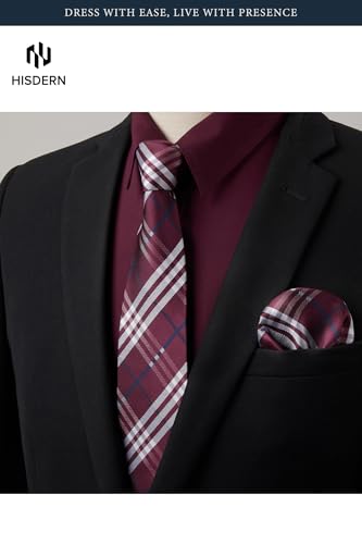 Image of HISDERN Mens Dress Shirt with Tie Pocket Square Set Classic Button Down Shirt Matching Tie Long Sleeve Shirts
