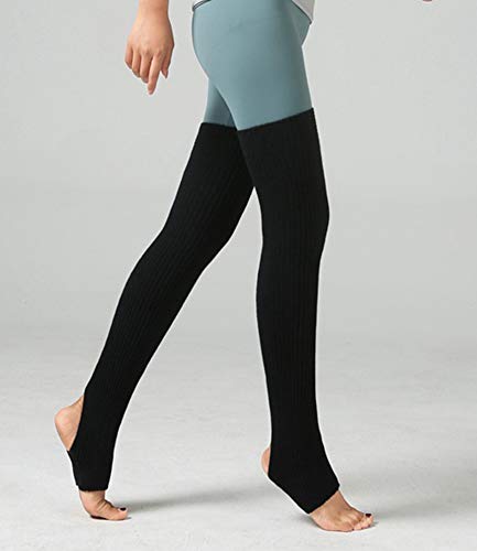 Chung Women's Over Knee Thigh High Warm Leg Warmers Stirrup Thermal 80S Long Socks Yoga Ballet Dance-Black #TOP5