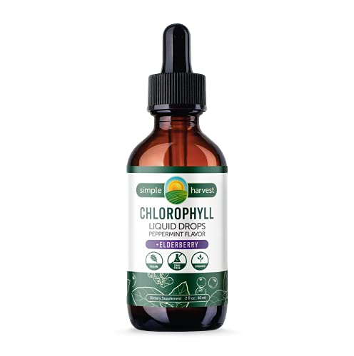 Chlorophyll Liquid Drops with Elderberry | Digestion Immunity Support Blend for Digestion Cleanse and Energy | All Natural Made in The USA